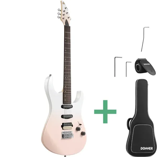 Hovedbilde DONNER DMT-66 el-gitar pink-white 