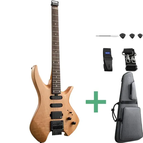 Hovedbilde DONNER HLX-500 Headless el-gitar nature 